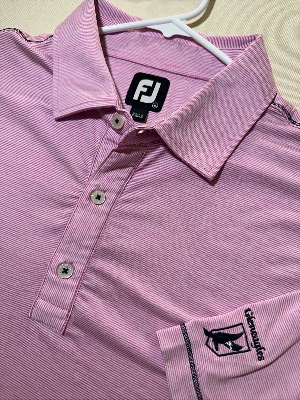 FootJoy Men’s Pink-Red Striped Golf Polo x Gleneagles Country Club